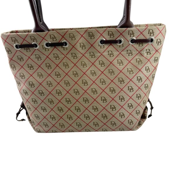 Dooney & Bourke Shoulder Bag Purse Signature Logo Monogram Tan Canvas USA Made - Picture 5 of 10